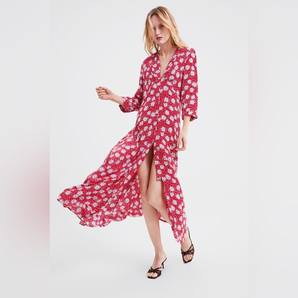 Zara Phoebe Blogger Fave Floral Button Front Summer Maxi Tea Dress Size XL